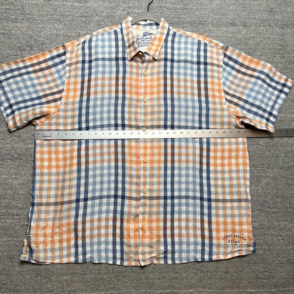 Tommy Bahama Linen Shirt Mens Plaid Short Sleeve Collared Relax XXL 2XL - Picture 9 of 10